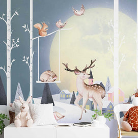 MinimalisticDecor.com-Woodland Animals Wallpaper Mural: Transform Your Space