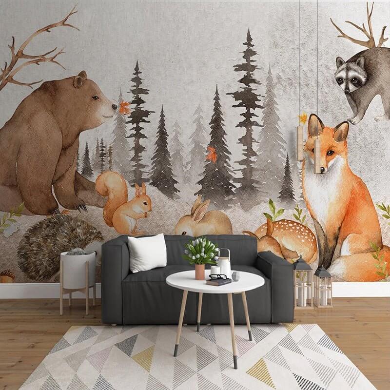 MinimalisticDecor.com-Woodland Forest Nursery Wallpaper - Forest Mural