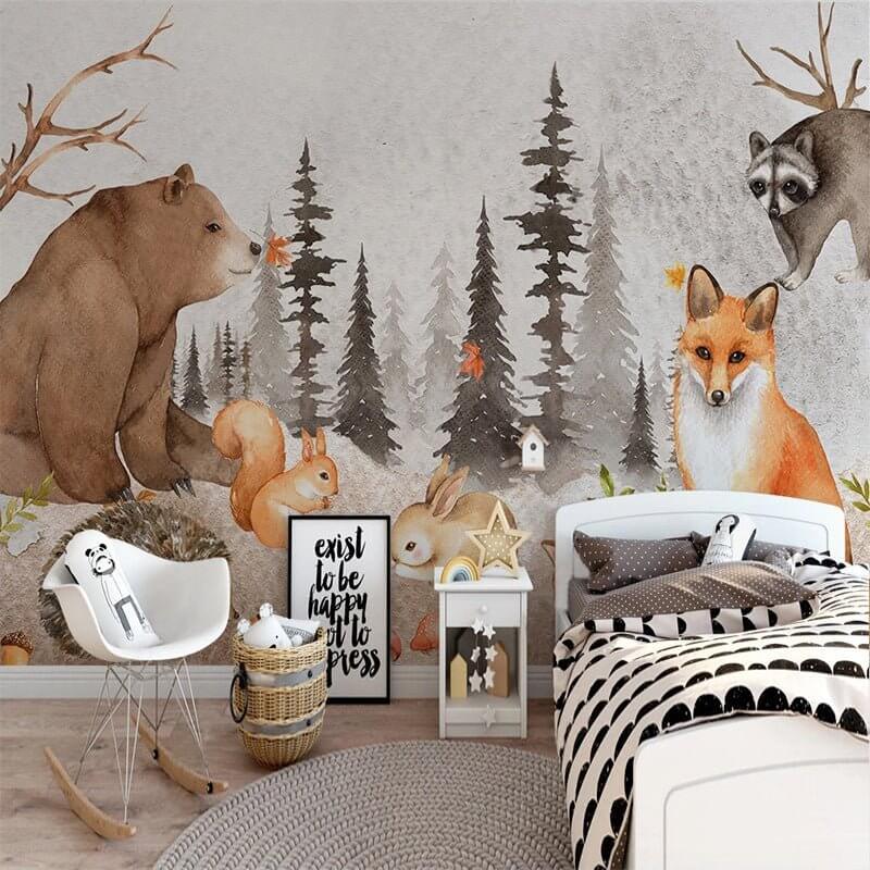 MinimalisticDecor.com-Woodland Forest Nursery Wallpaper - Forest Mural
