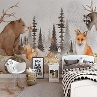 MinimalisticDecor.com-Woodland Forest Nursery Wallpaper - Forest Mural