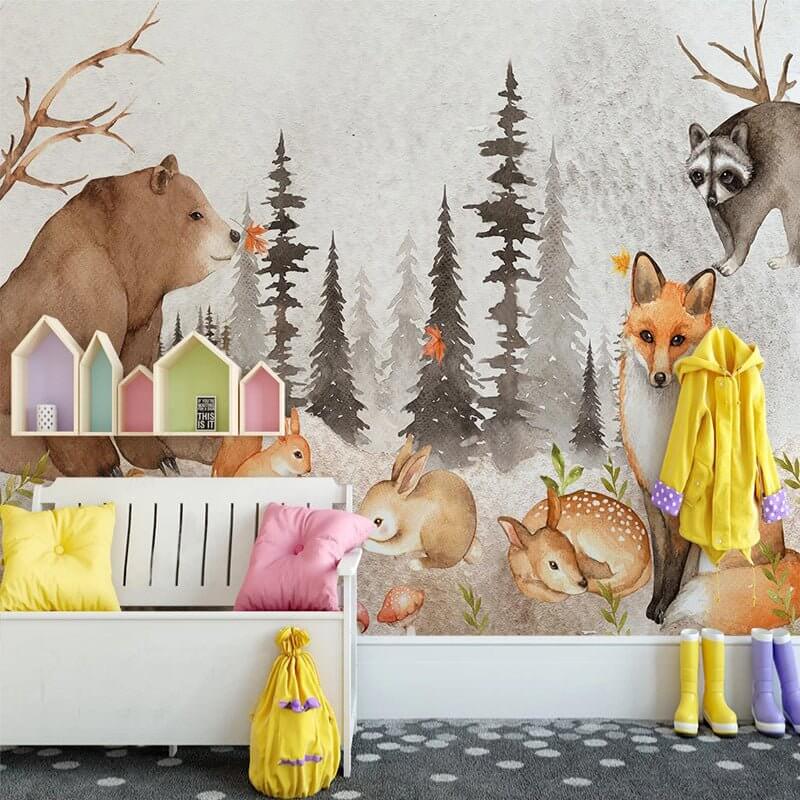 MinimalisticDecor.com-Woodland Forest Nursery Wallpaper - Forest Mural