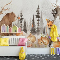MinimalisticDecor.com-Woodland Forest Nursery Wallpaper - Forest Mural
