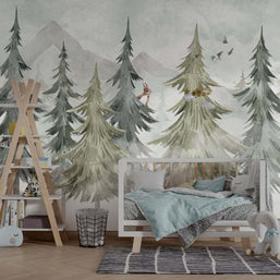 MinimalisticDecor.com-Woodland Trees Wallpaper Mural: Transforming Your Space