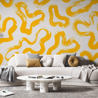 MinimalisticDecor.com-Yellow Abstract Shapes - Living Room Wallpaper Mural
