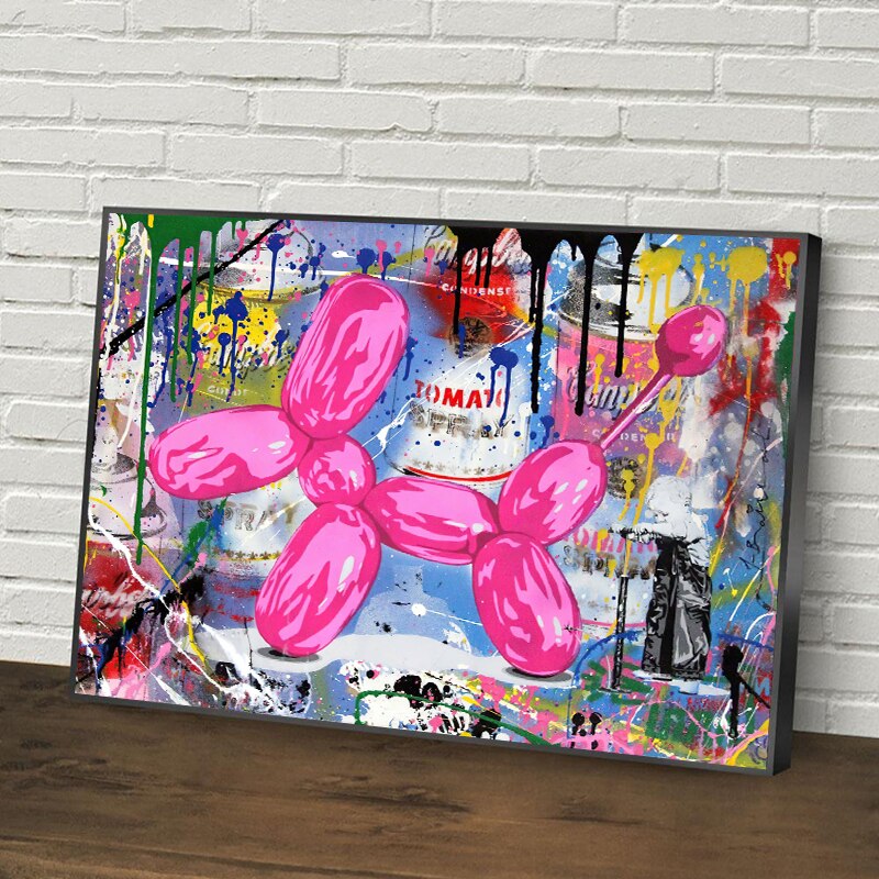 Modern Balloon Dog Graffiti Canvas Wall Art - Unique Home Decor-MinimalisticDecor.com