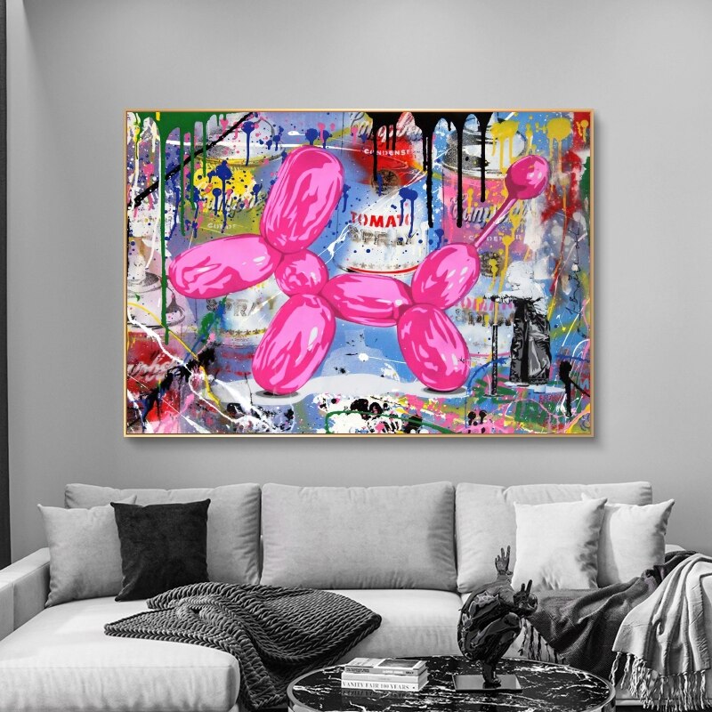 Modern Balloon Dog Graffiti Canvas Wall Art - Unique Home Decor-MinimalisticDecor.com