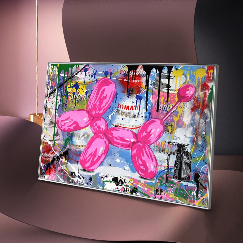 Modern Balloon Dog Graffiti Canvas Wall Art - Unique Home Decor-MinimalisticDecor.com