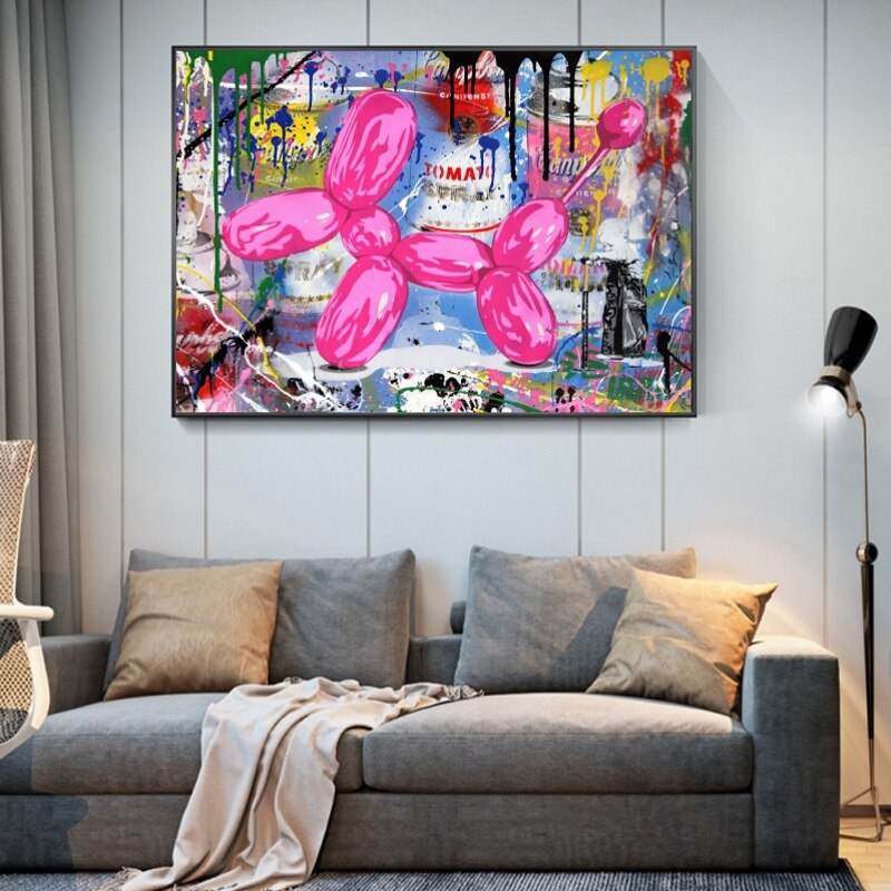 Modern Balloon Dog Graffiti Canvas Wall Art - Unique Home Decor-MinimalisticDecor.com