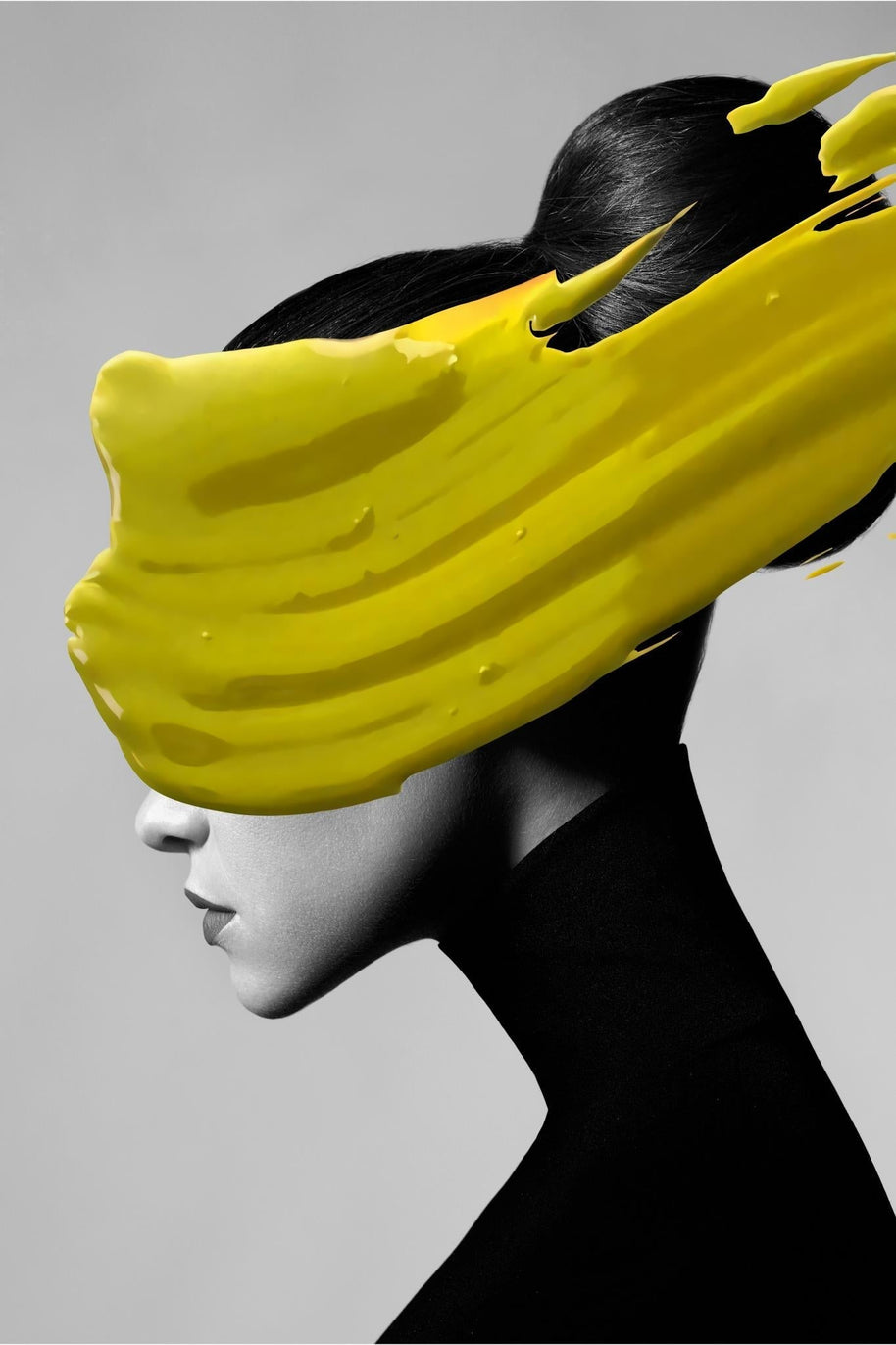 Modern Black Women With Yellow Hat Canvas Wall Art-MinimalisticDecor.com