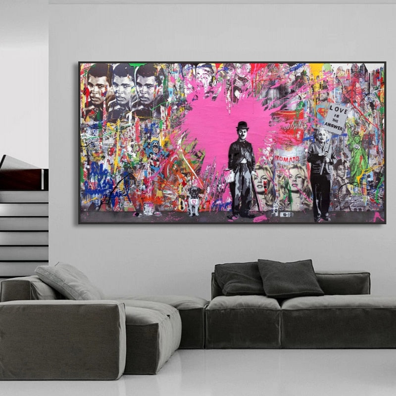 Modern Graffiti Street Art Love Canvas Print - Pop Art Home Decor-MinimalisticDecor.com