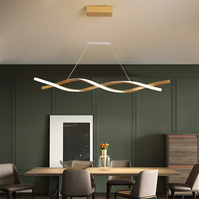 Modern LED Pendant Lamp, Dimmable Black Gold Chandelier-MinimalisticDecor.com