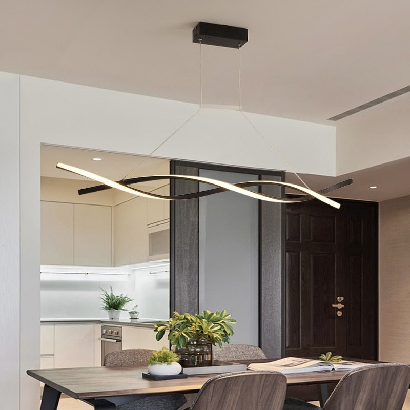 Modern LED Pendant Lamp, Dimmable Black Gold Chandelier-MinimalisticDecor.com