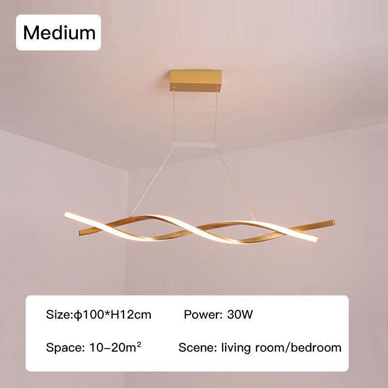 Modern LED Pendant Lamp, Dimmable Black Gold Chandelier-MinimalisticDecor.com