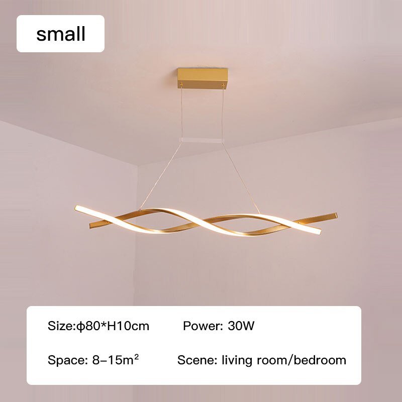 Modern LED Pendant Lamp, Dimmable Black Gold Chandelier-MinimalisticDecor.com