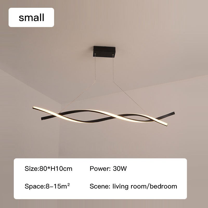 Modern LED Pendant Lamp, Dimmable Black Gold Chandelier-MinimalisticDecor.com