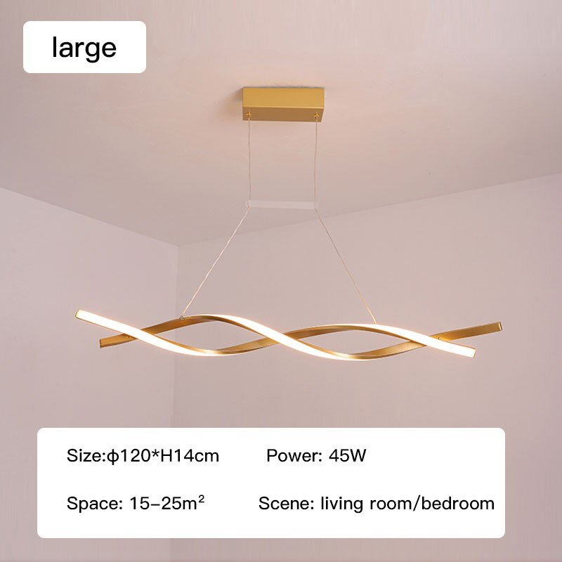 Modern LED Pendant Lamp, Dimmable Black Gold Chandelier-MinimalisticDecor.com