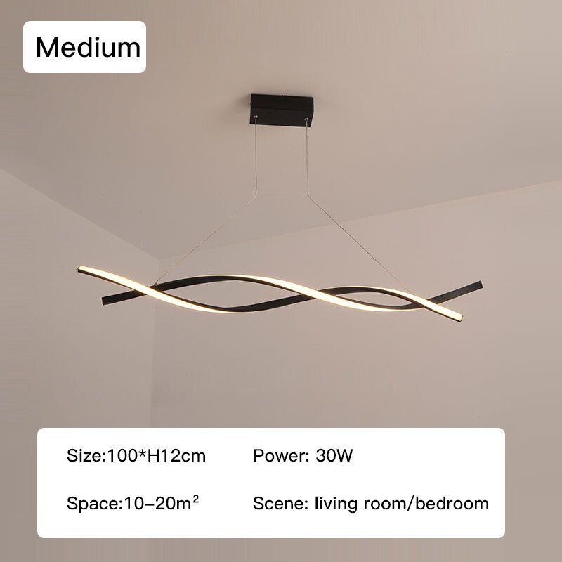 Modern LED Pendant Lamp, Dimmable Black Gold Chandelier-MinimalisticDecor.com