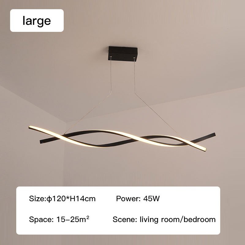 Modern LED Pendant Lamp, Dimmable Black Gold Chandelier-MinimalisticDecor.com
