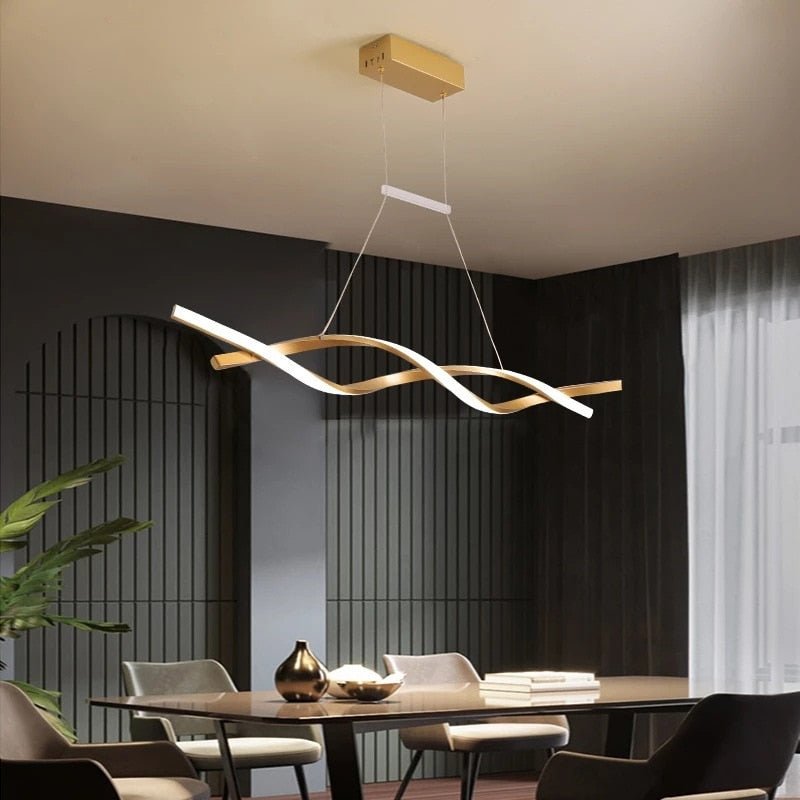 Modern LED Pendant Lamp, Dimmable Black Gold Chandelier-MinimalisticDecor.com