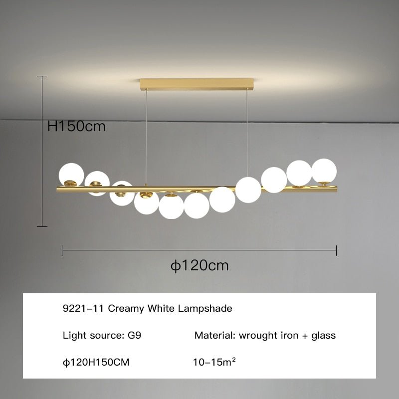 Modern Long Glass Ball Chandelier with G9 LED-MinimalisticDecor.com
