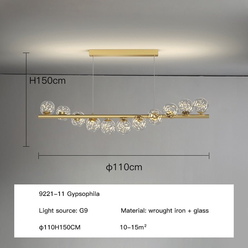 Modern Long Glass Ball Chandelier with G9 LED-MinimalisticDecor.com
