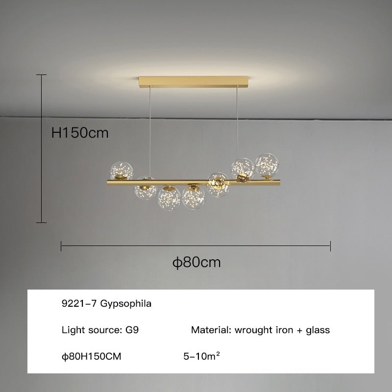 Modern Long Glass Ball Chandelier with G9 LED-MinimalisticDecor.com