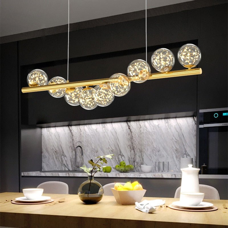 Modern Long Glass Ball Chandelier with G9 LED-MinimalisticDecor.com