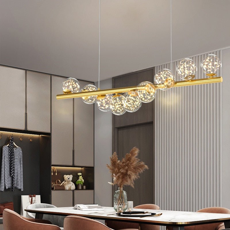 Modern Long Glass Ball Chandelier with G9 LED-MinimalisticDecor.com