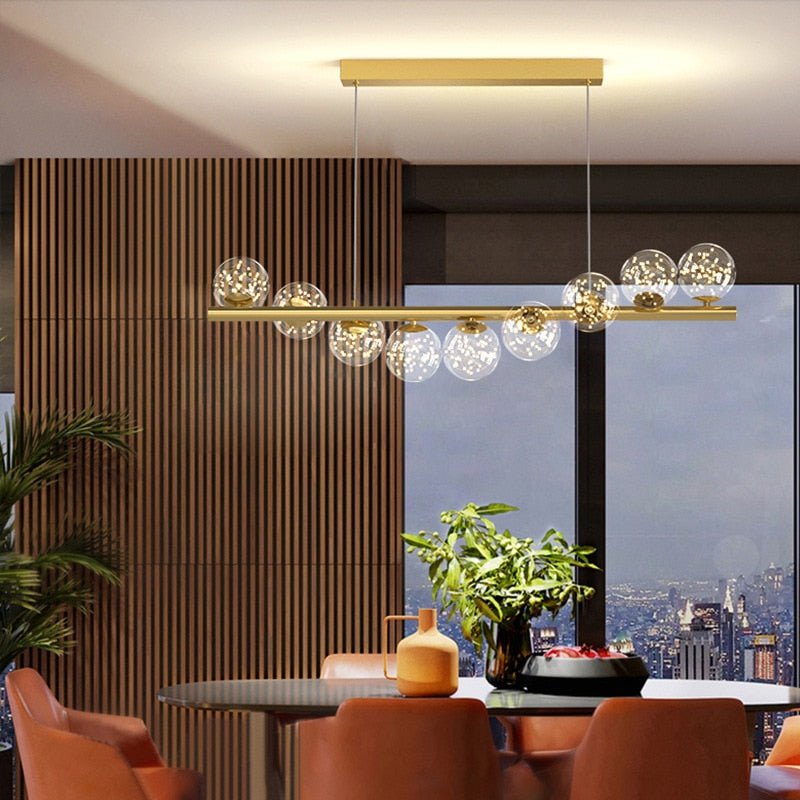 Modern Long Glass Ball Chandelier with G9 LED-MinimalisticDecor.com