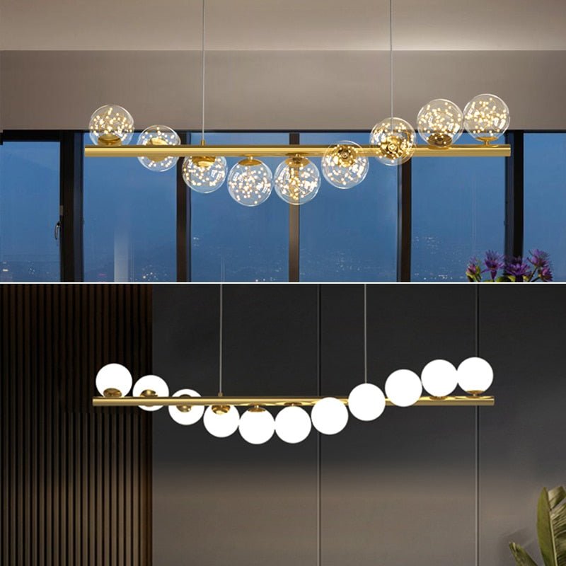 Modern Long Glass Ball Chandelier with G9 LED-MinimalisticDecor.com