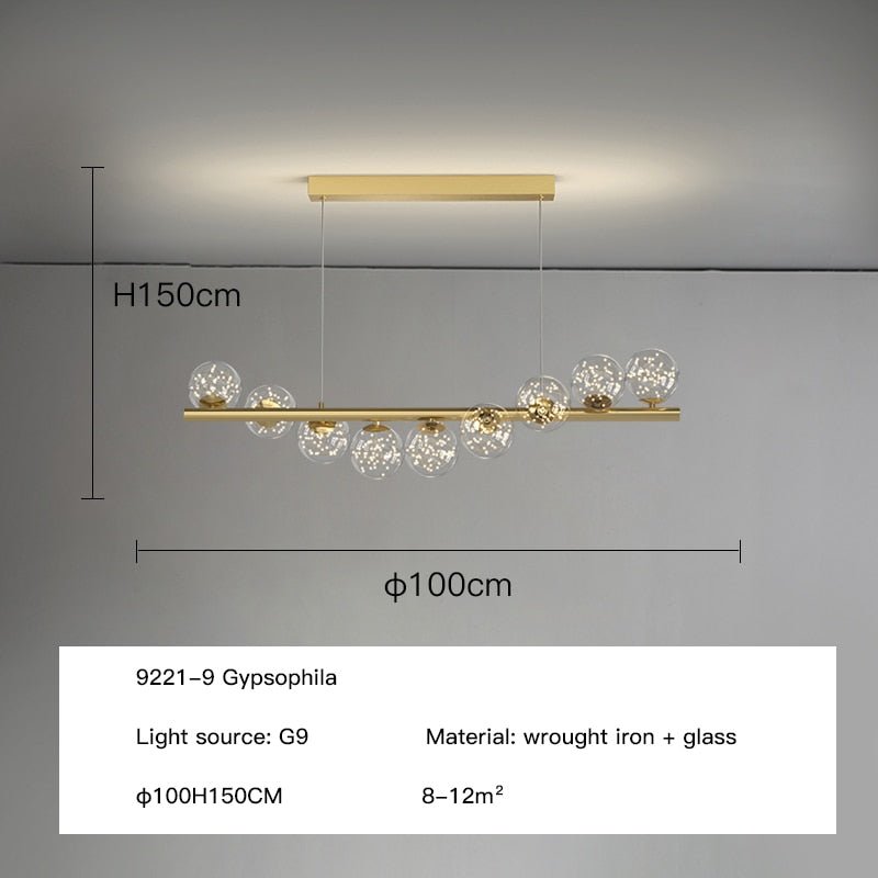 Modern Long Glass Ball Chandelier with G9 LED-MinimalisticDecor.com