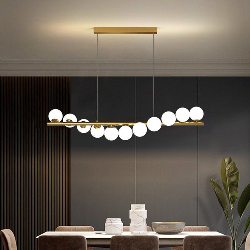 Modern Long Glass Ball Chandelier with G9 LED-MinimalisticDecor.com