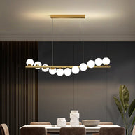 Modern Long Glass Ball Chandelier with G9 LED-MinimalisticDecor.com