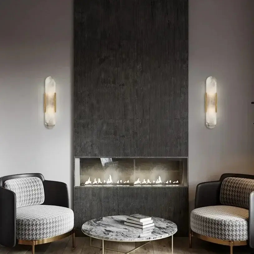Modern Stone Wall Lamp with Marble Shade – LED Wall Lighting-MinimalisticDecor.com