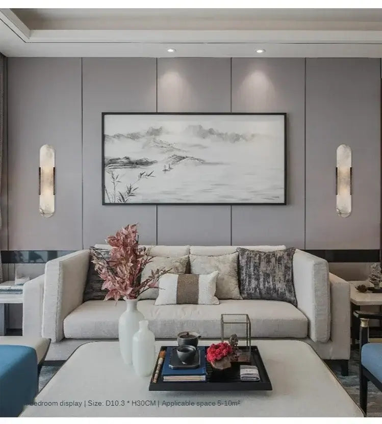 Modern Stone Wall Lamp with Marble Shade – LED Wall Lighting-MinimalisticDecor.com