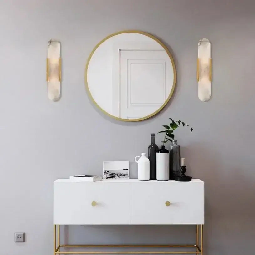 Modern Stone Wall Lamp with Marble Shade – LED Wall Lighting-MinimalisticDecor.com