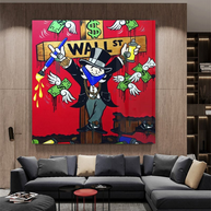 Money Flys at Wall Street - Mr Monopoly Wall Art-MinimalisticDecor.com