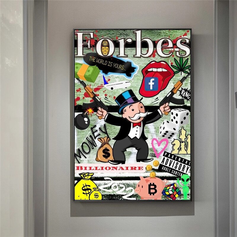 Money Forbes Funny Monopoly Alec Canvas Wall Art-MinimalisticDecor.com