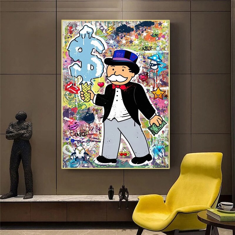 Money Forbes Funny Monopoly Alec Canvas Wall Art-MinimalisticDecor.com