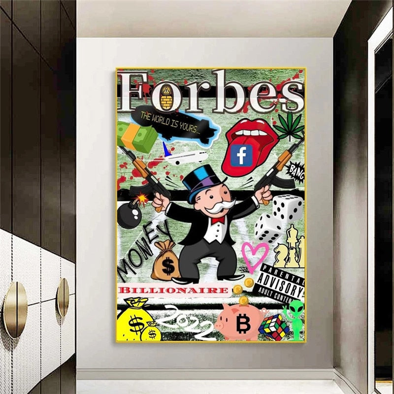 Money Forbes Funny Monopoly Alec Canvas Wall Art-MinimalisticDecor.com