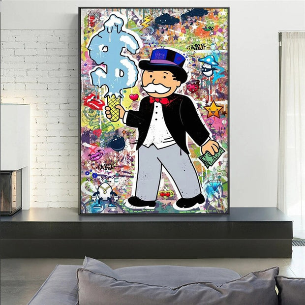Money Forbes Funny Monopoly Alec Canvas Wall Art-MinimalisticDecor.com