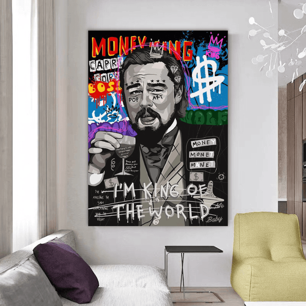 Money King Leonardo DiCaprio Canvas Wall Art-MinimalisticDecor.com