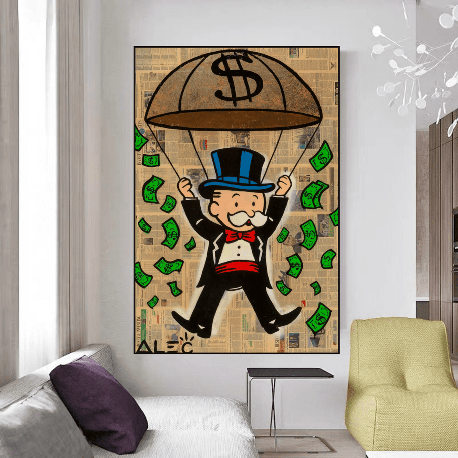 Money Rain Millionaire - Alec Monopoly Wall Art-MinimalisticDecor.com