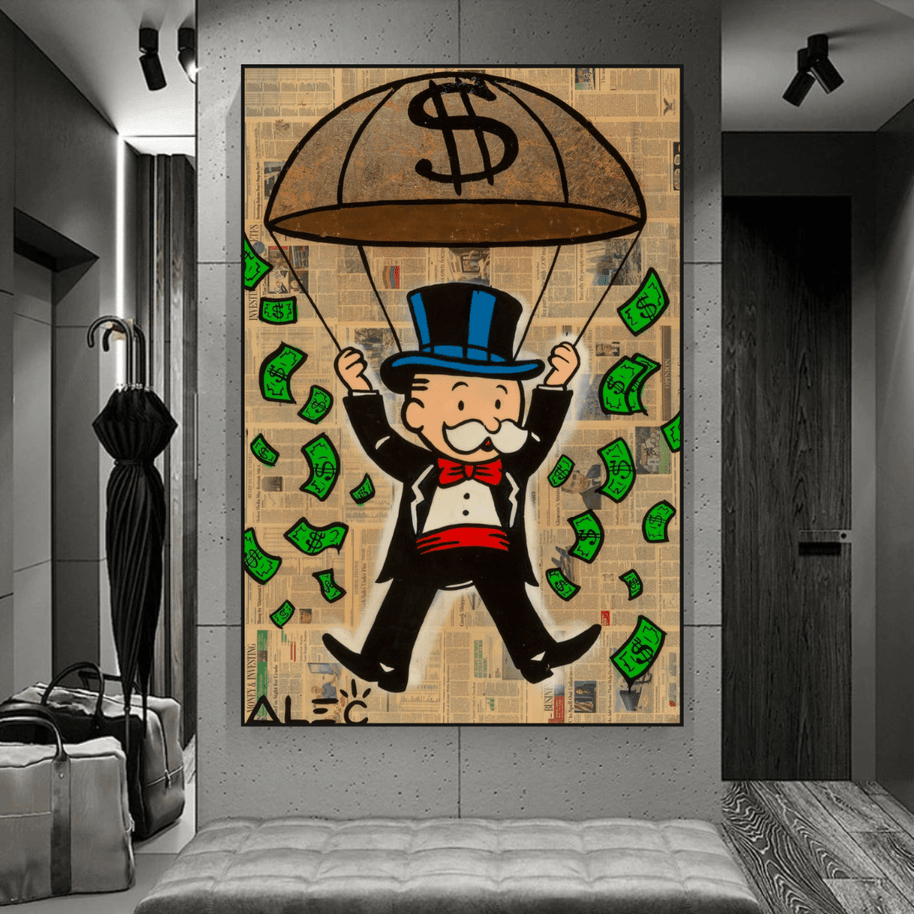 Money Rain Millionaire - Alec Monopoly Wall Art-MinimalisticDecor.com