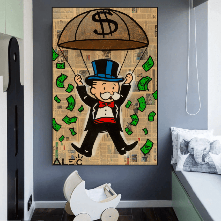 Money Rain Millionaire - Alec Monopoly Wall Art-MinimalisticDecor.com