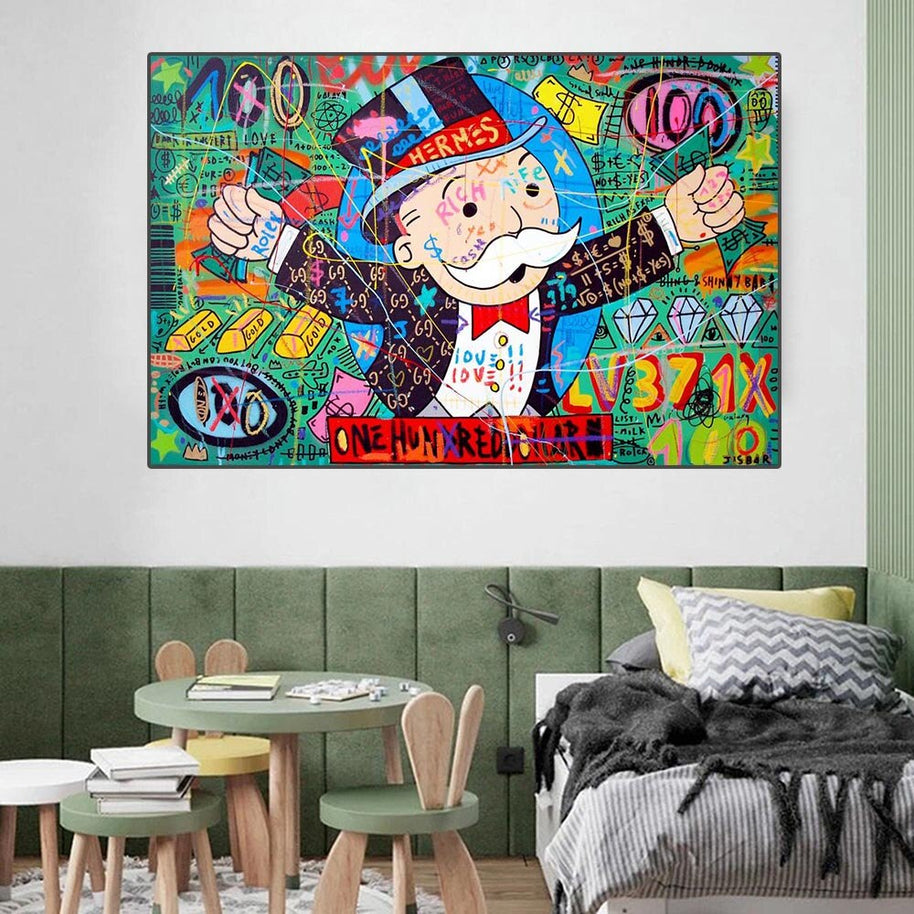 Money Richie Rich Hundred Dollar Canvas Wall Art-MinimalisticDecor.com