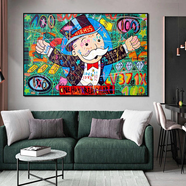 Money Richie Rich Hundred Dollar Canvas Wall Art-MinimalisticDecor.com