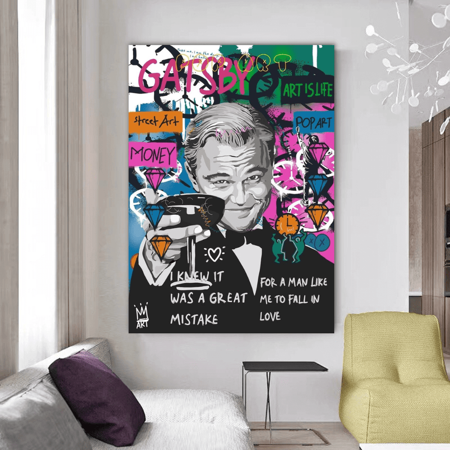 Money Talks Leonardo DiCaprio Canvas Wall Art-MinimalisticDecor.com