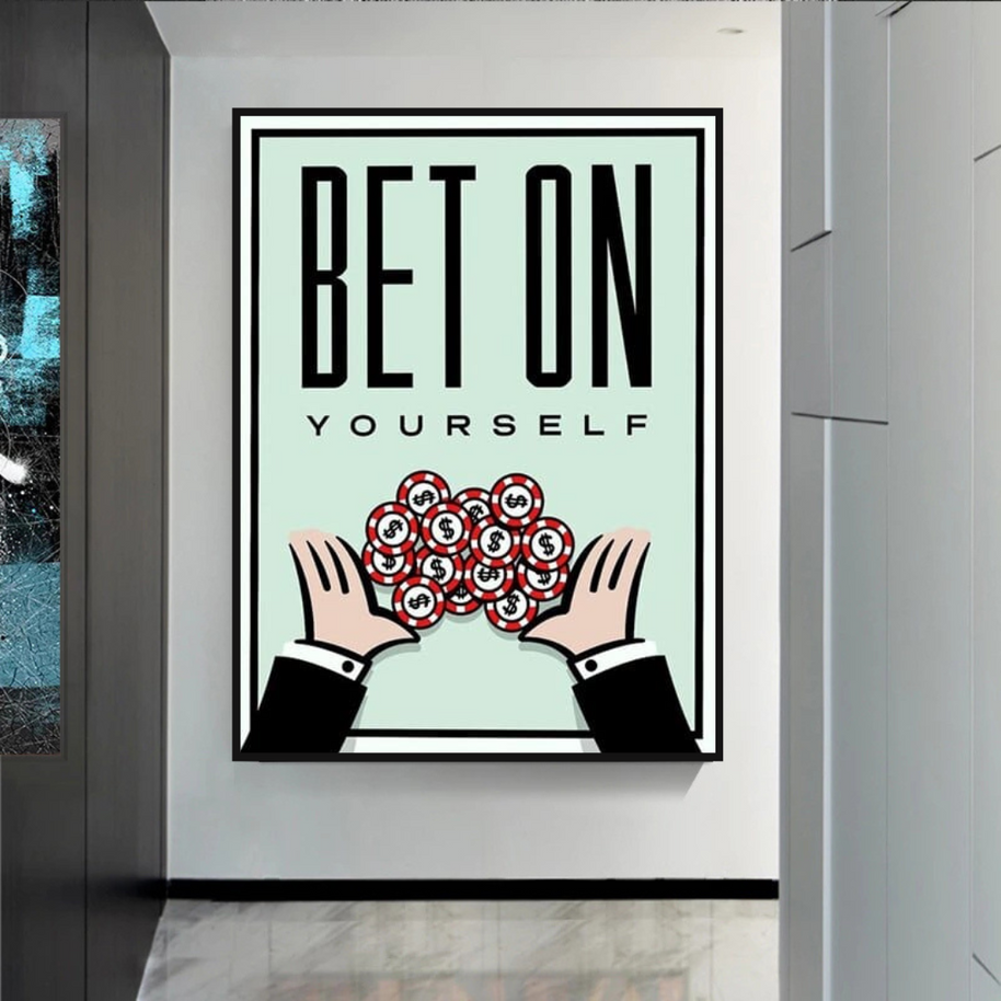 Monopoly Bet on Yourself Card Canvas Wall Art-MinimalisticDecor.com