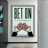 Monopoly Bet on Yourself Card Canvas Wall Art-MinimalisticDecor.com